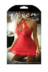 Hot Blooded Lace Dress & G-string - FL-B-V737 by Fantasy Lingerie